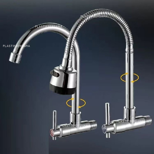 Kran Wastafel Cuci Piring Angsa 1/2 inch Original Jantung Kuningan