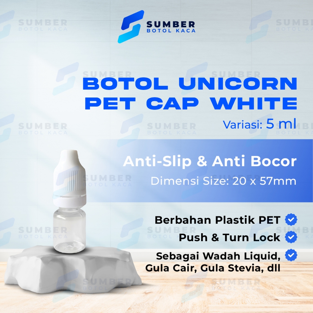 Botol Unicorn 5ml PET Cap White