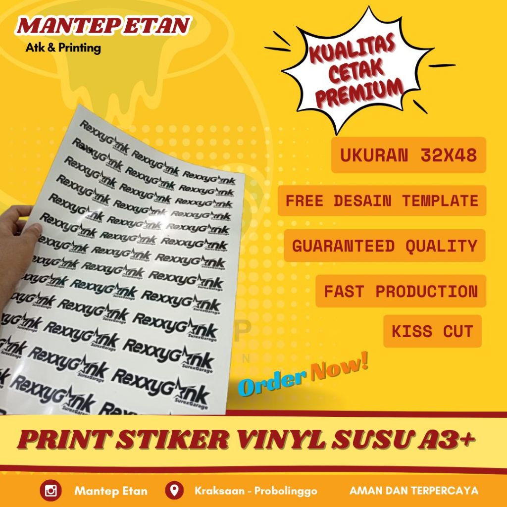 

Cetak Sticker Vinyl Susu A3+ (Bisa Laminasi dan Cutting)