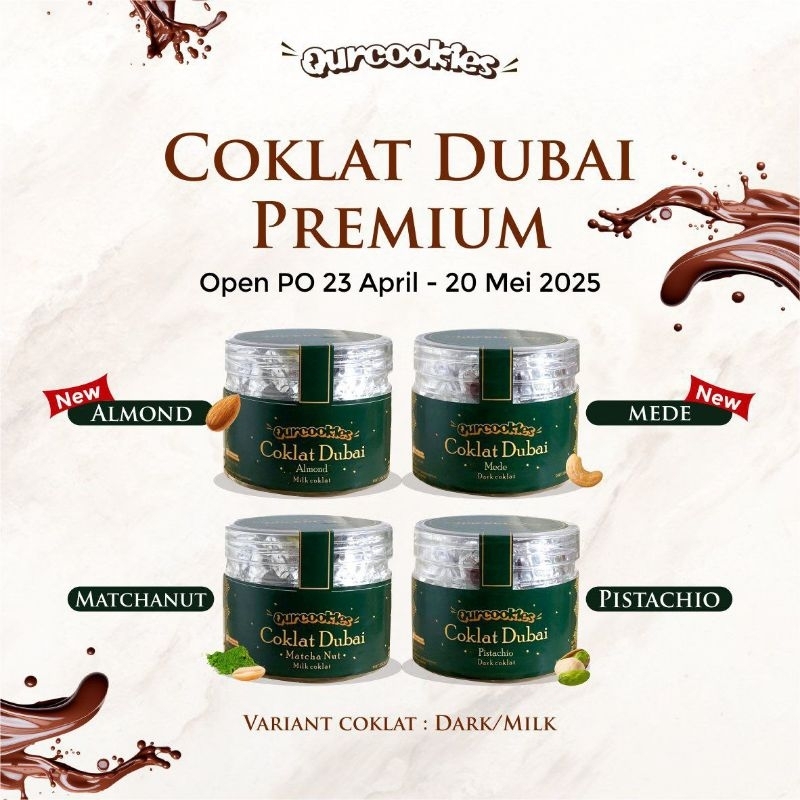 

Cokelat Dubai Premium One Bite Size Version Suguhan Lebaran kunafa matcha nut pistachio coklat dark milk chocolate Qurcookies