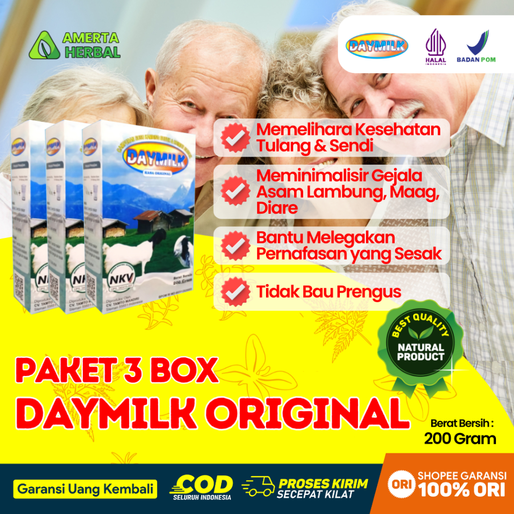 

[ PAKET 3 BOX ] Daymilk Rasa Original - Susu Kambing Etawa Premium Bubuk - 200gr Halal BPOM