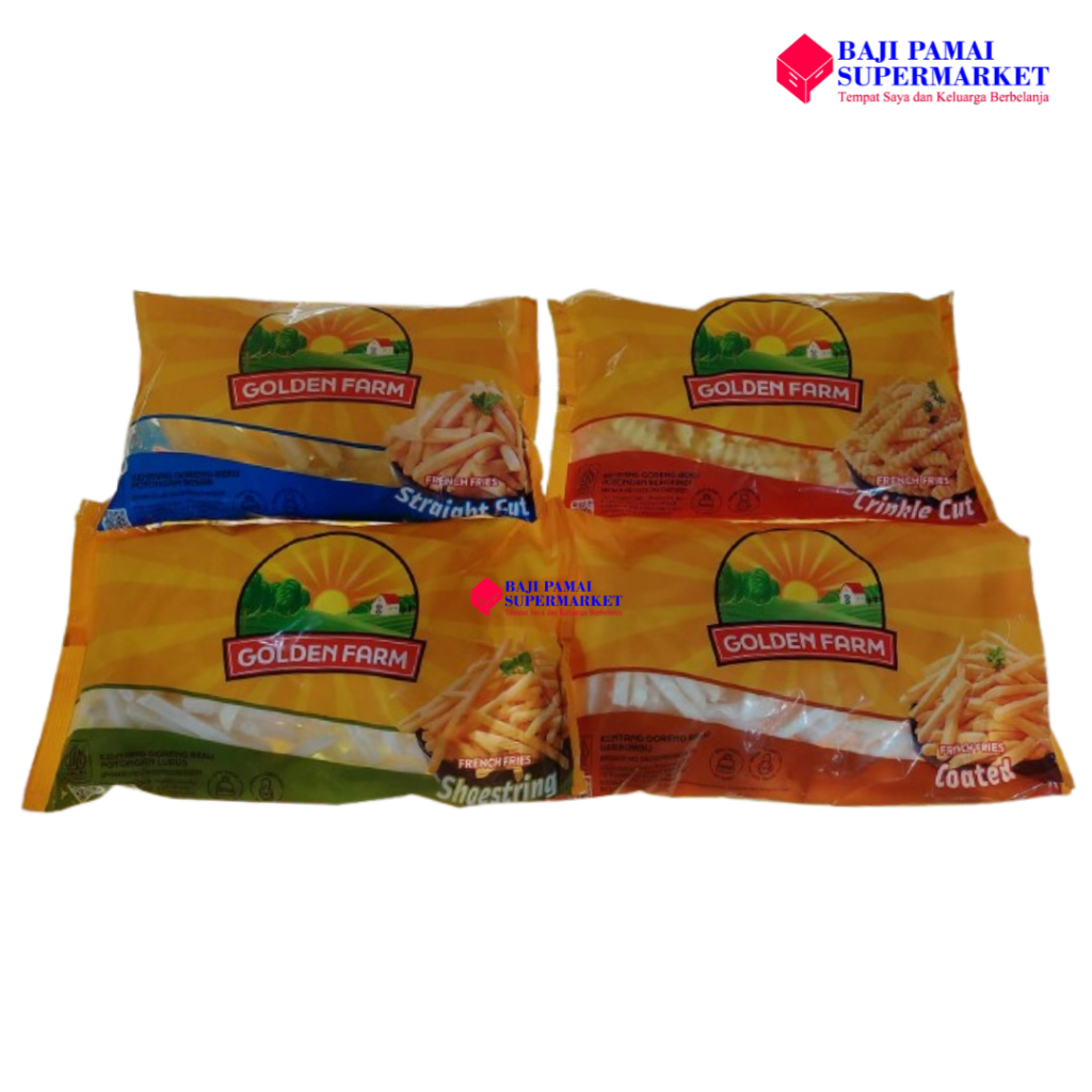 

Golden Farm French Fries 500gr - Shoestring / Straight Cut / Crinkle Cut / Coated
