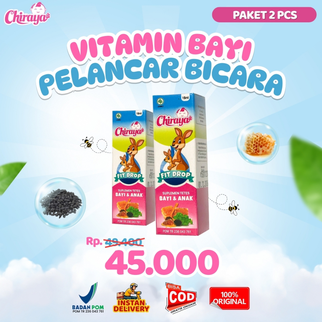 Chiraya PAKET SEHAT BAYI & ANAK 2 botol Vitamin Bayi Otak Cerdas ll Vitamin Bayi Pelancar Bicara