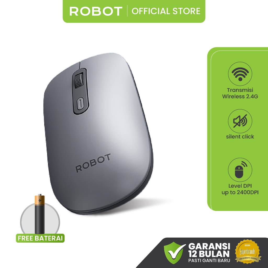ROBOT Mouse Tanpa Kabel Wireless Mouse Laptop M316 Mouse Silent Click Ultra Thin Sangat Tipis Dengan