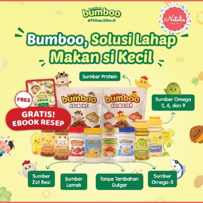 

(FREE GIFT) Barefood BUMBOO MPASI Kaldu ayam, sapi, teri, ati ayam, keju bubuk dan jamur NO MSG FREE ABON SACHET