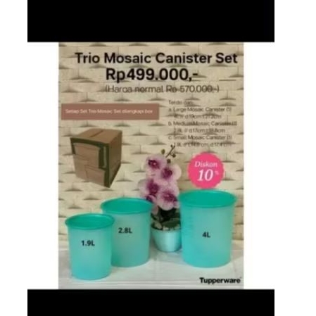 Mosaic Canister Set Deco canister Raya mosaic Canister Tupperware Toples set