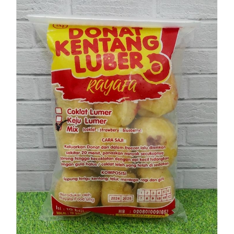 

Donat kentang Rayafa mix luber (coklat, strawberi, bluebery)