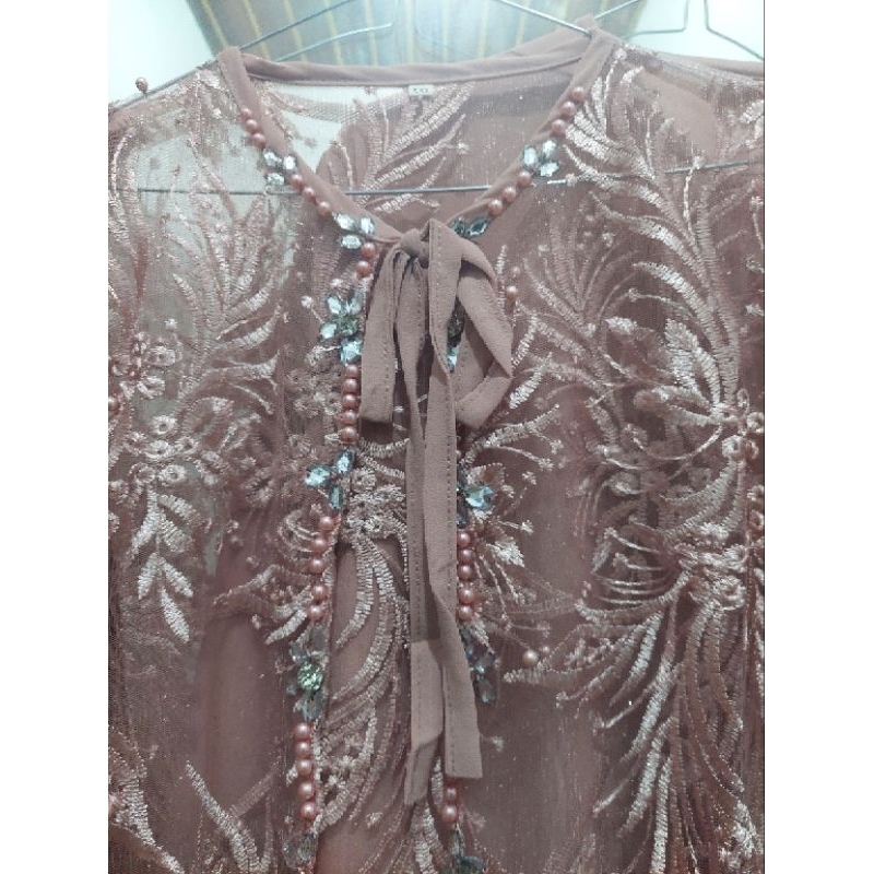 Xavin - One Set Gamis + Outer Brokat Tile Jumbo