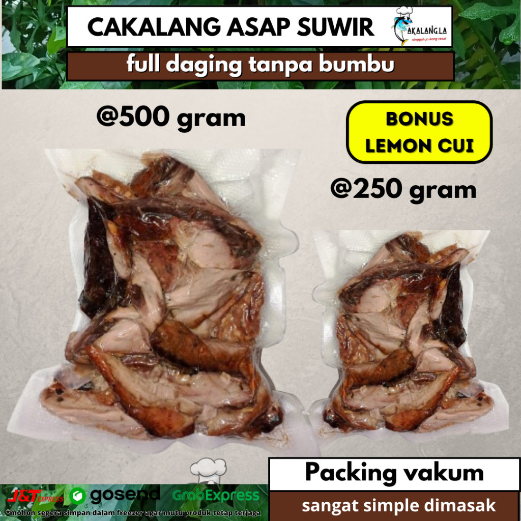 Cakalang asap suwir mentah vakum 500 gram