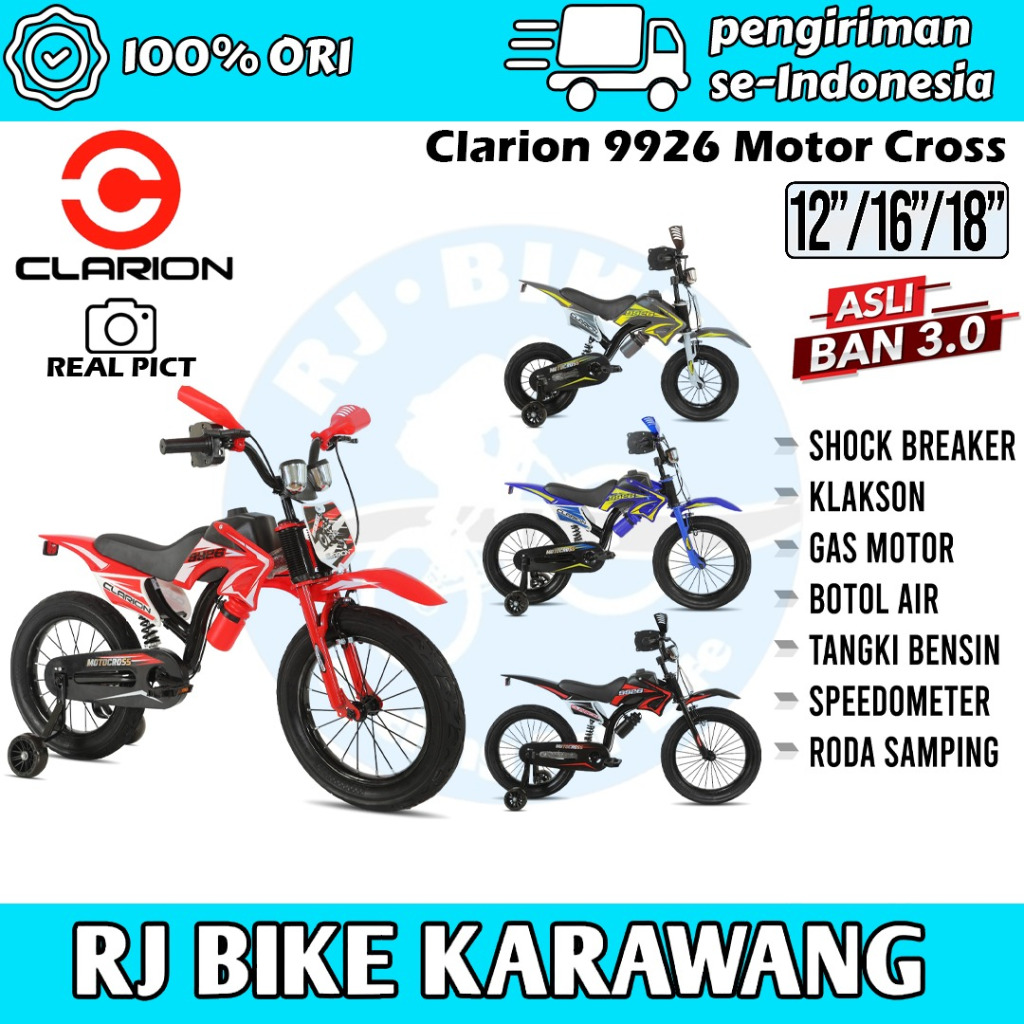 SEPEDA ANAK MODEL MOTOR TRAIL CLARION 9926 DAN MAZARA 2255 BAN BESAR