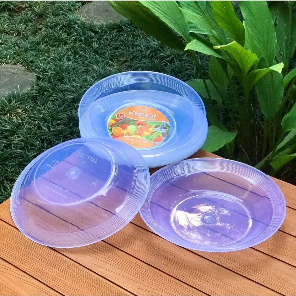 Piring Makan Plastik 9" Transparan / Piring Makan / Bening Food Grade