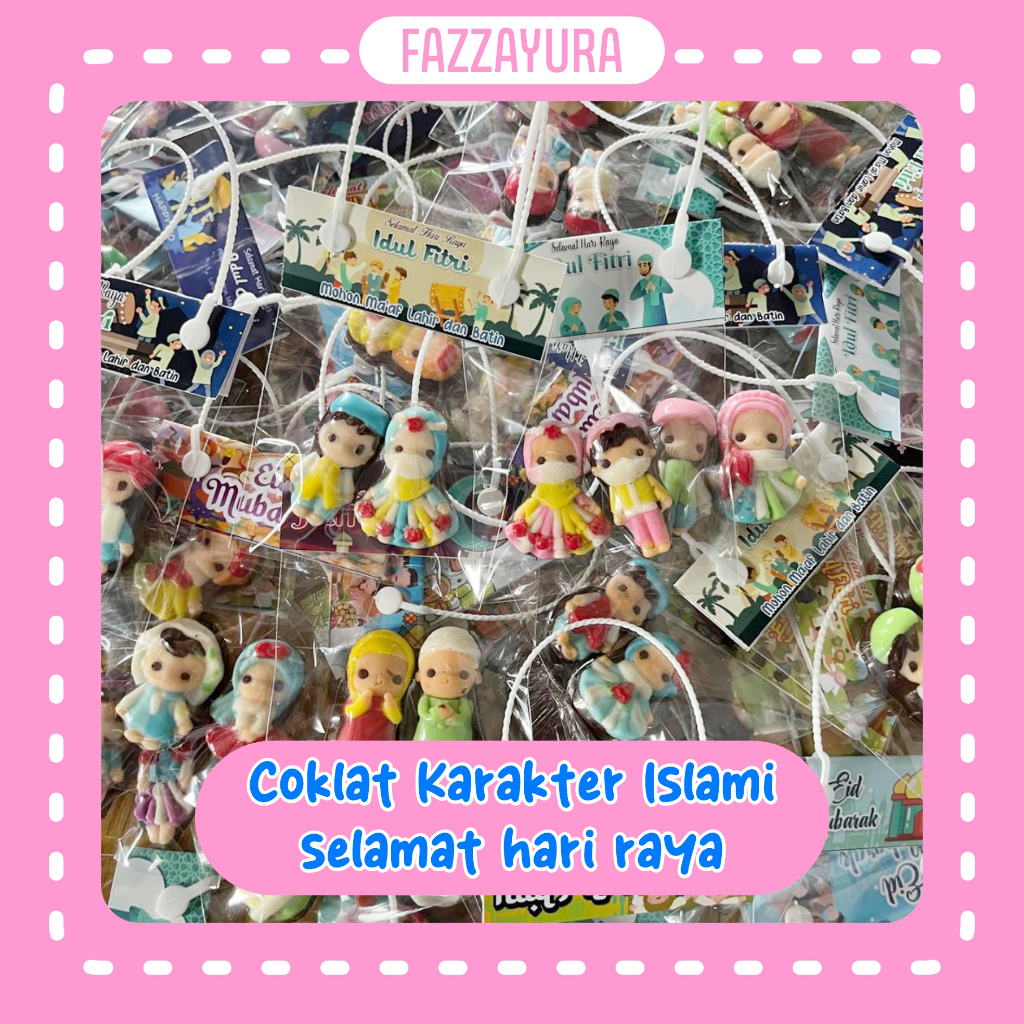 

Coklat karakter tenteng ucapan selamat hari raya