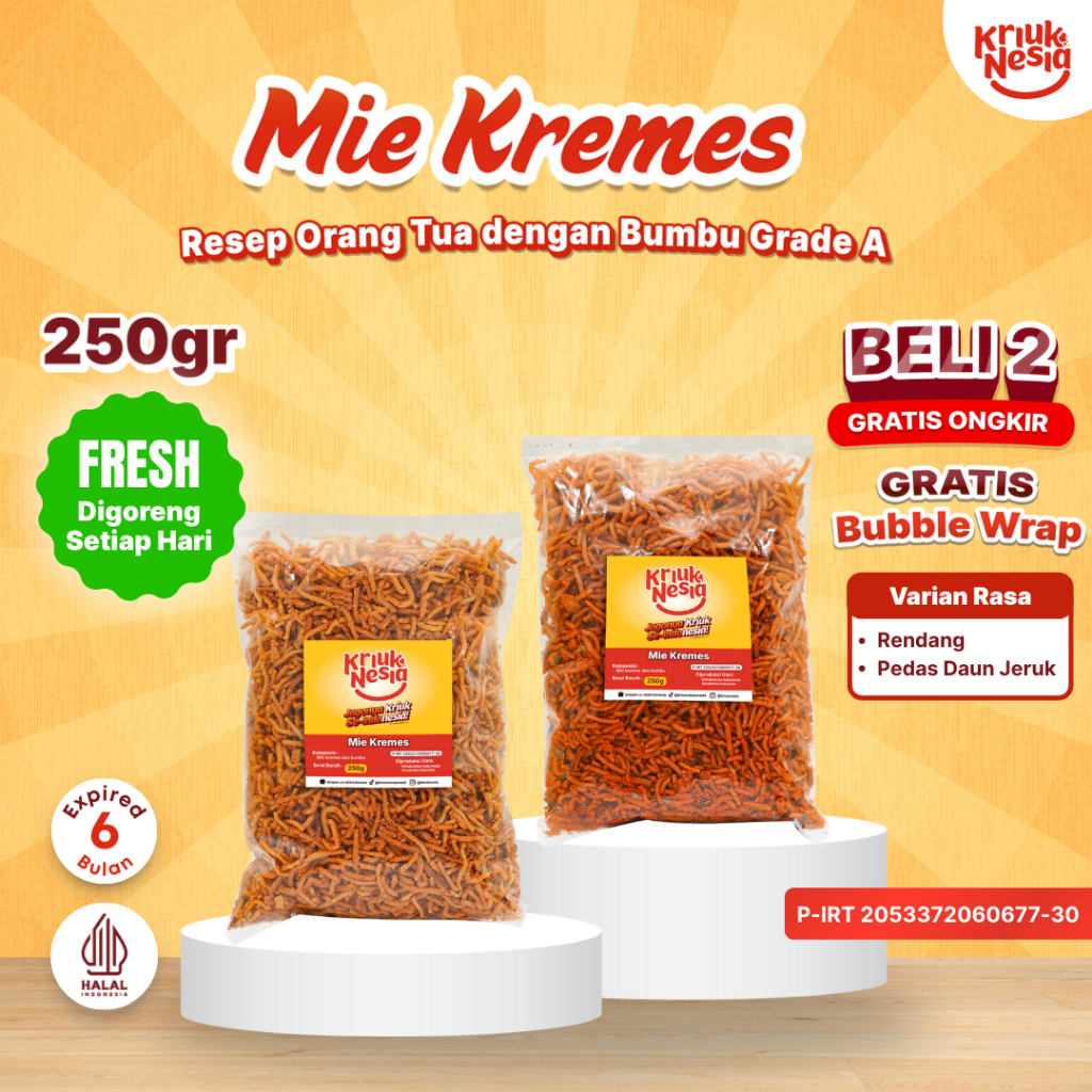 

Kriuknesia Cemilan Mie Kremes - Isi 250gr