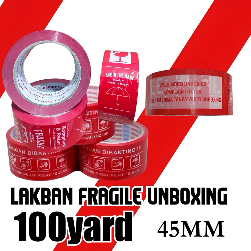 

LAKBAN MERAH ALL IN ONE UNBOXING PAKET 100 yard 45mm SATUAN
