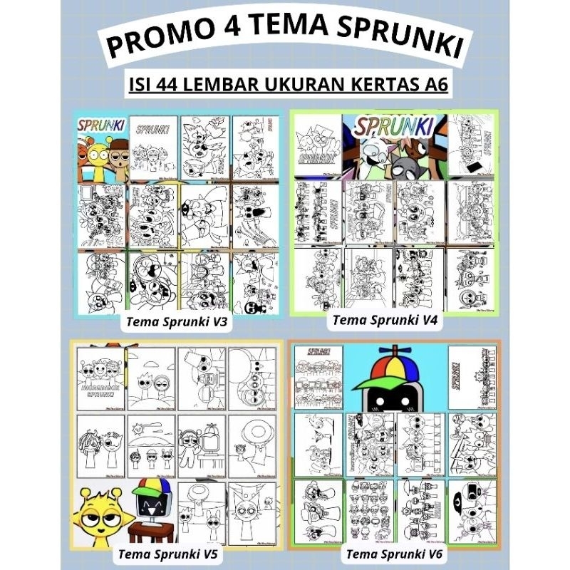 

DAPAT 4 TEMA SPRUNKI 44 LEMBAR (SPRUNKI V3, SPRUNKI V4, SPRUNKI V5 & SPRUNKI V6 44 LEMBAR KERTAS GAMBAR KHUSUS UKURAN A6) / KERTAS GAMBAR TEBAL / KERTAS MEWARNAI ANAK UKURAN A6