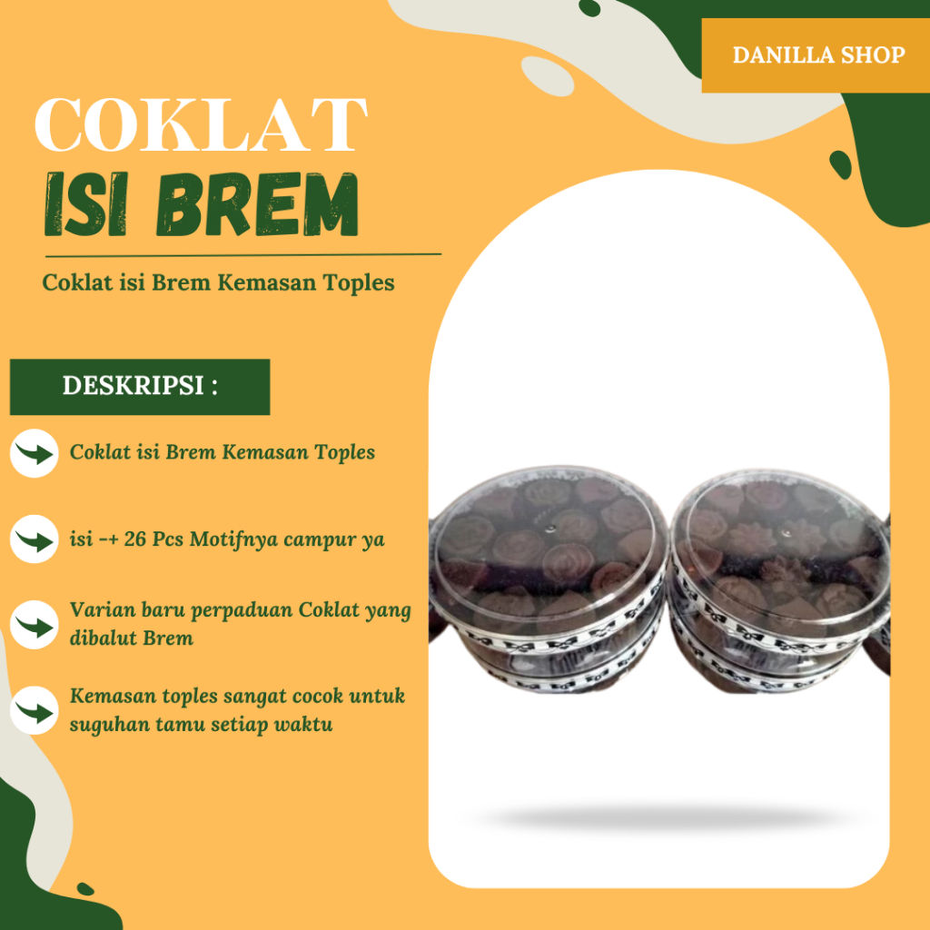 

Coklat isi Brem Kemasan Toples Premium