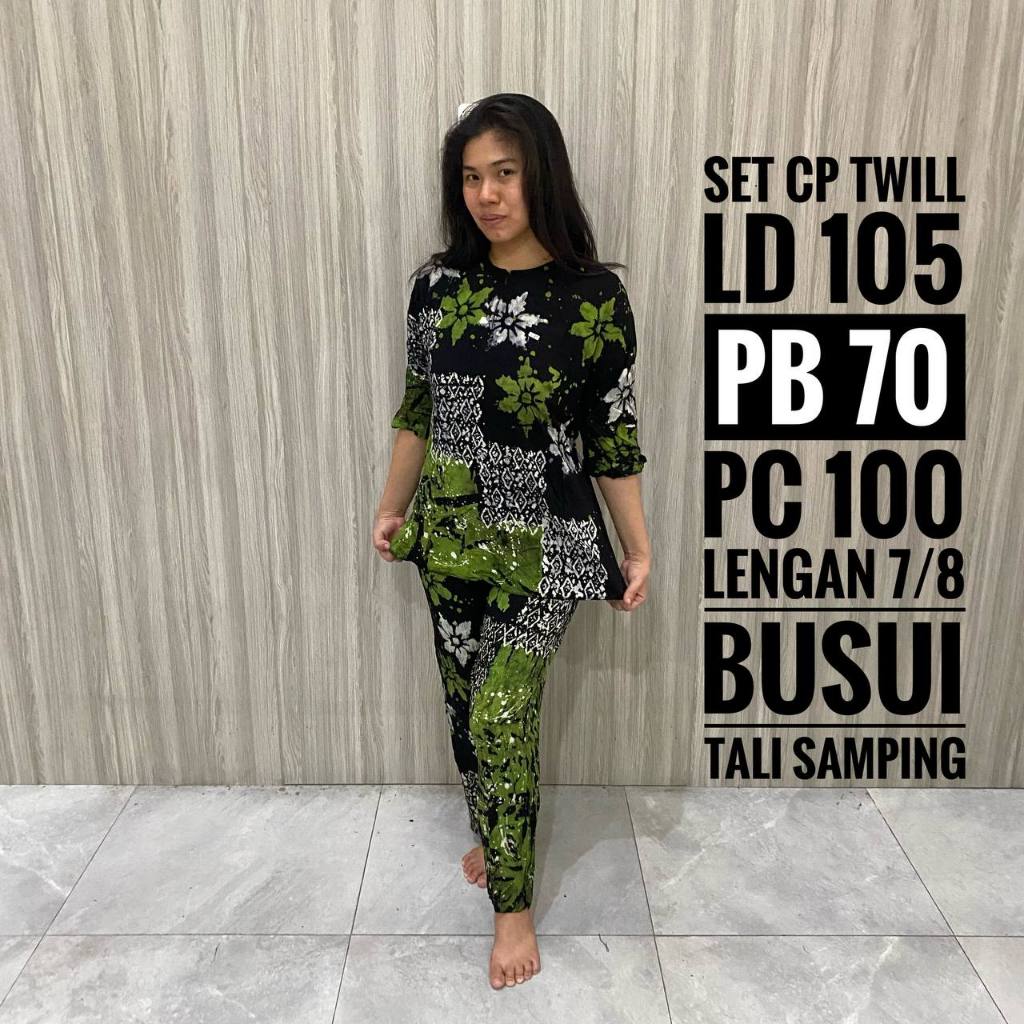 Setelan Baju Wanita Kekinian Terbaru Motif Batik Abstrak Rayon Twill Ori Pekalongan Busui Resleting 