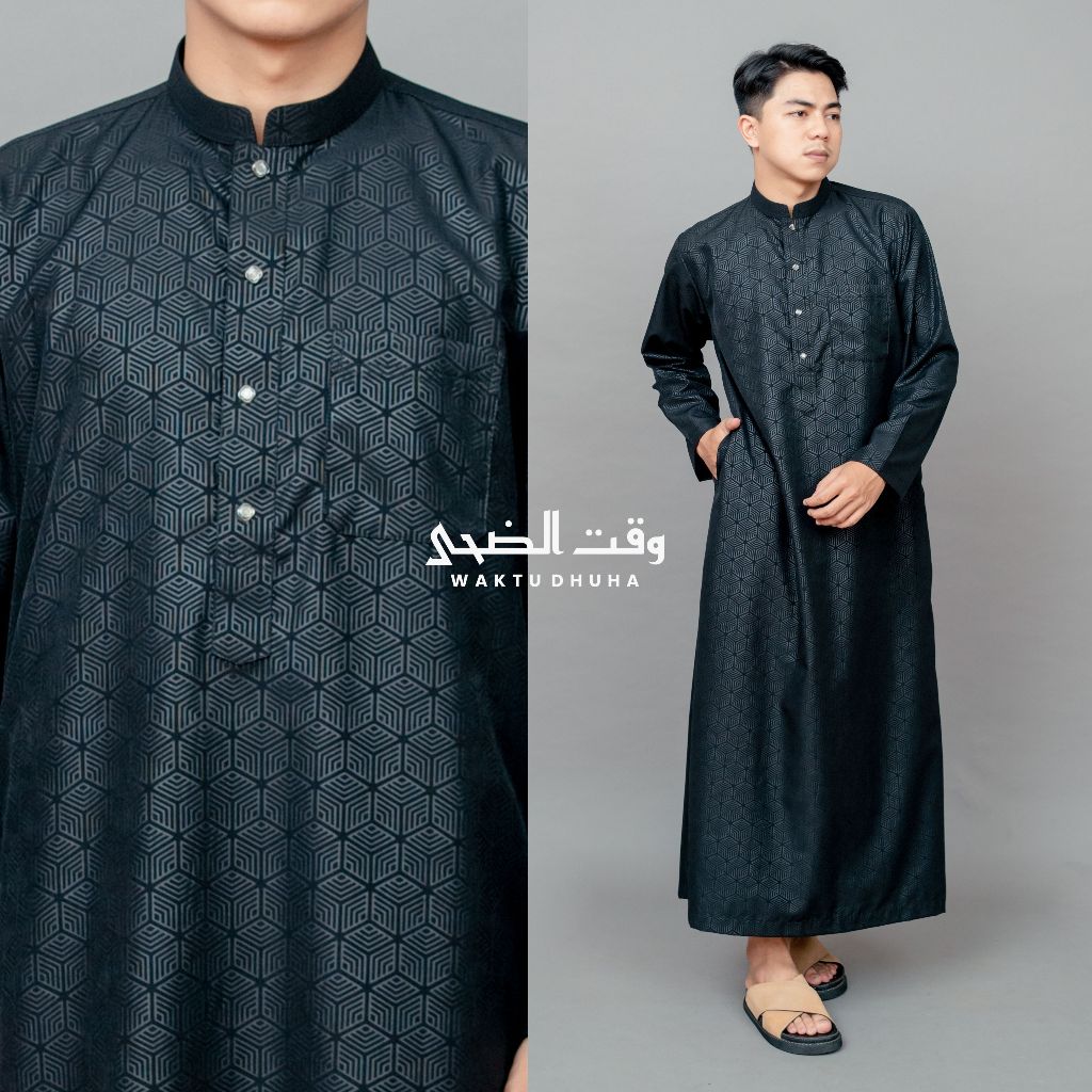 terbaru waktu dhuha - jubah malik gamis slimfit pria lengan panjang premium