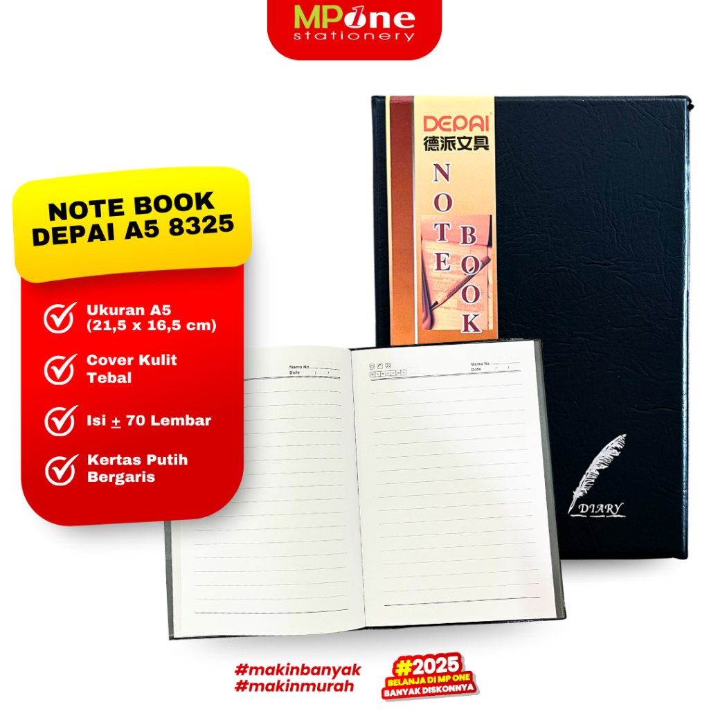 

Notebook Depai Ukuran A5 Kulit Sintetis 8325 / Buku Notebook Bergaris Agenda Diary A5