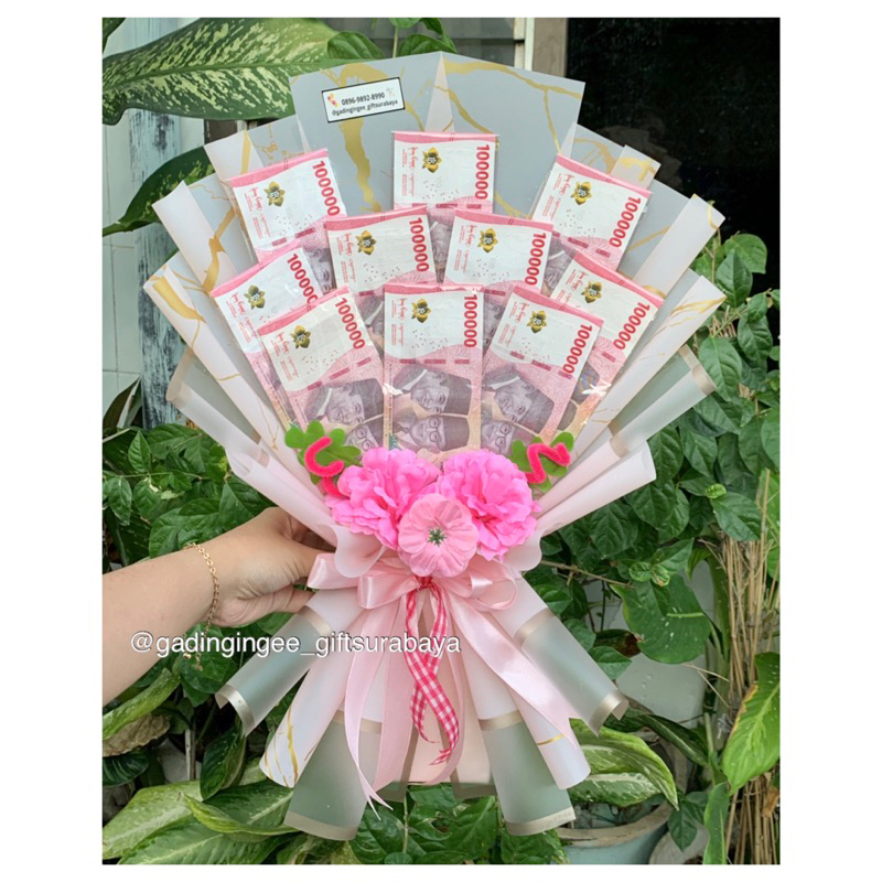 Bouquet Uang Bentuk Flat | Money Bouquet Bucket Buket Hadiah Kado Hampers Sidang Sempro SD SMP SMA K