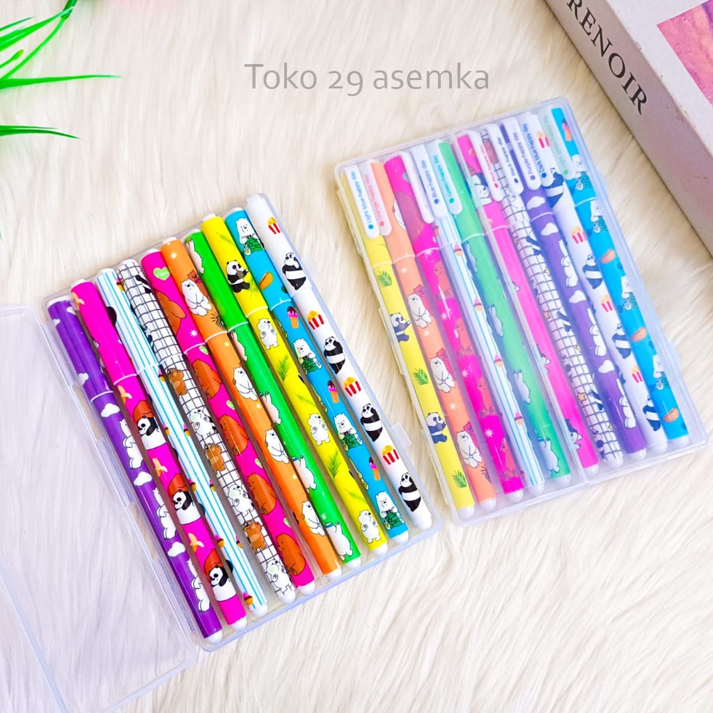 

PULPEN MARBLE WE BARE BARE SET ISI 10 PCS PULPEN PENA UNIK LUCU ALAT TULIS SEKOLAH