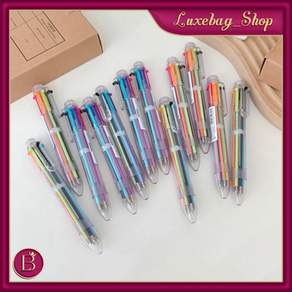 

LB 6 warna pulpen Ball Pen / Pulpen / Pena- Pulpen 6 Warna Transparan Pena Ballpont Pen Six-in-One S048