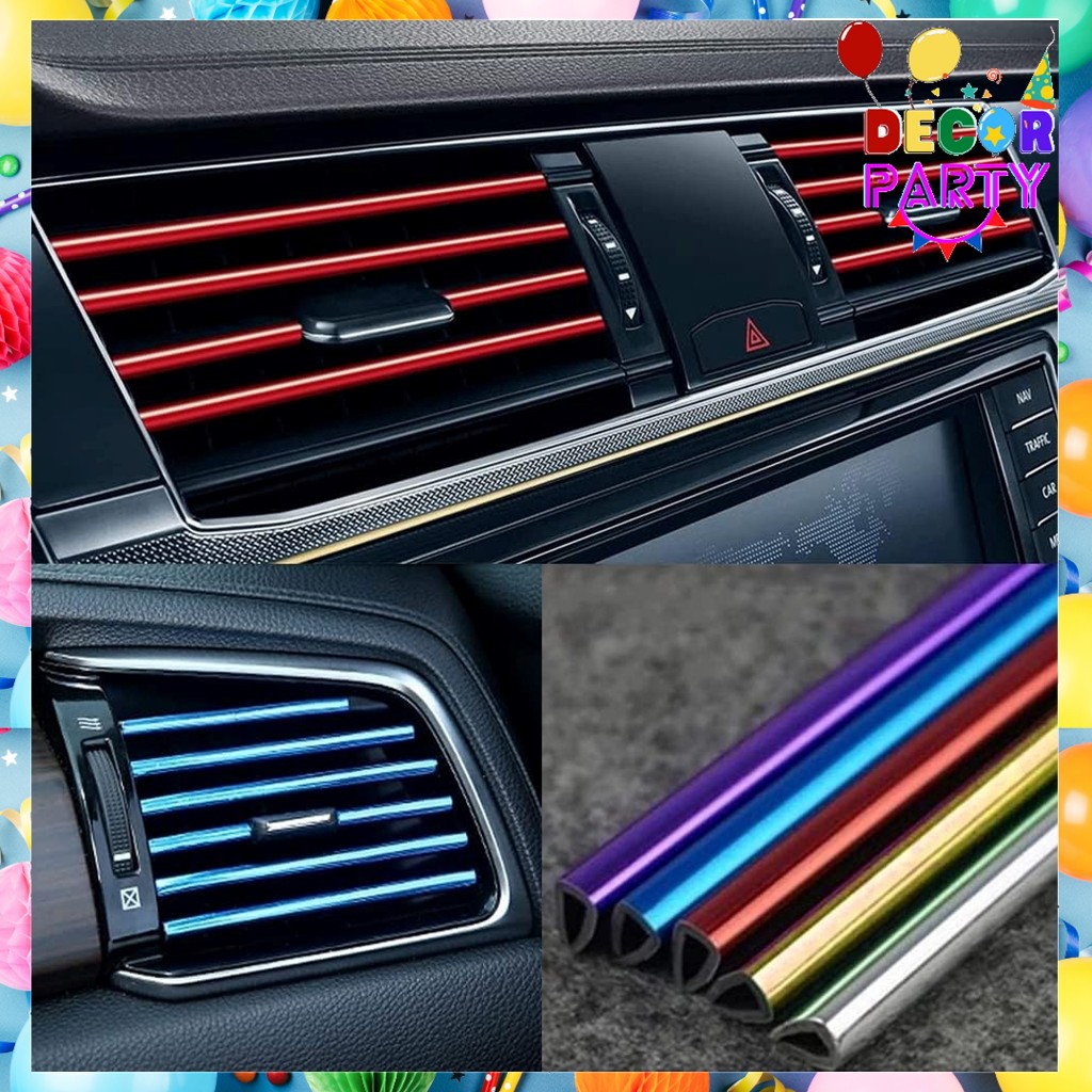 DP List Ventilasi AC Mobil Trim Strip 10Pcs Kisi-kisi Trim Ventilasi AC Mobil Bentuk U 10 Pcs Univer