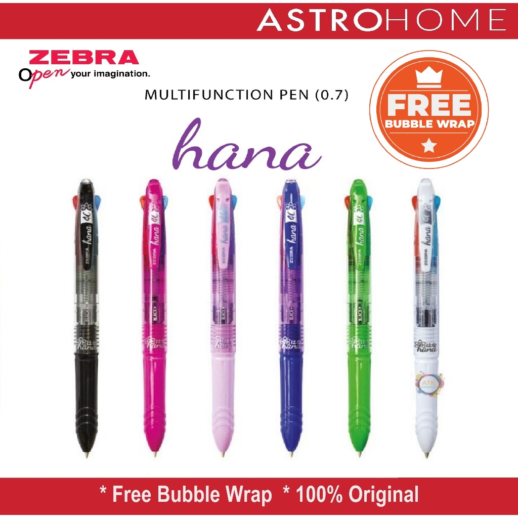 

Pulpen Cetek Ballpoint Bolpoin 4 Warna 1 Pen Zebra Mutifunction Pen Hana 4C Semi Gel Ink 0.7 mm