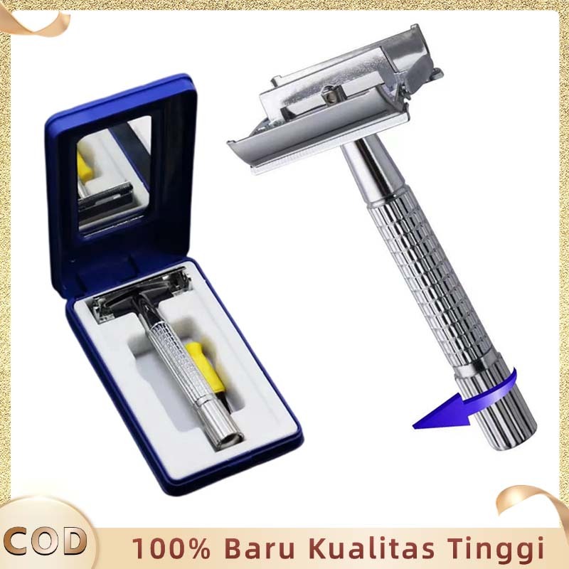 Dua Sisi Cukur Jenggot Manual Stainless Alat Cukur Manual Jadul Gagang Cukur Jenggot Dilengkapi Kota