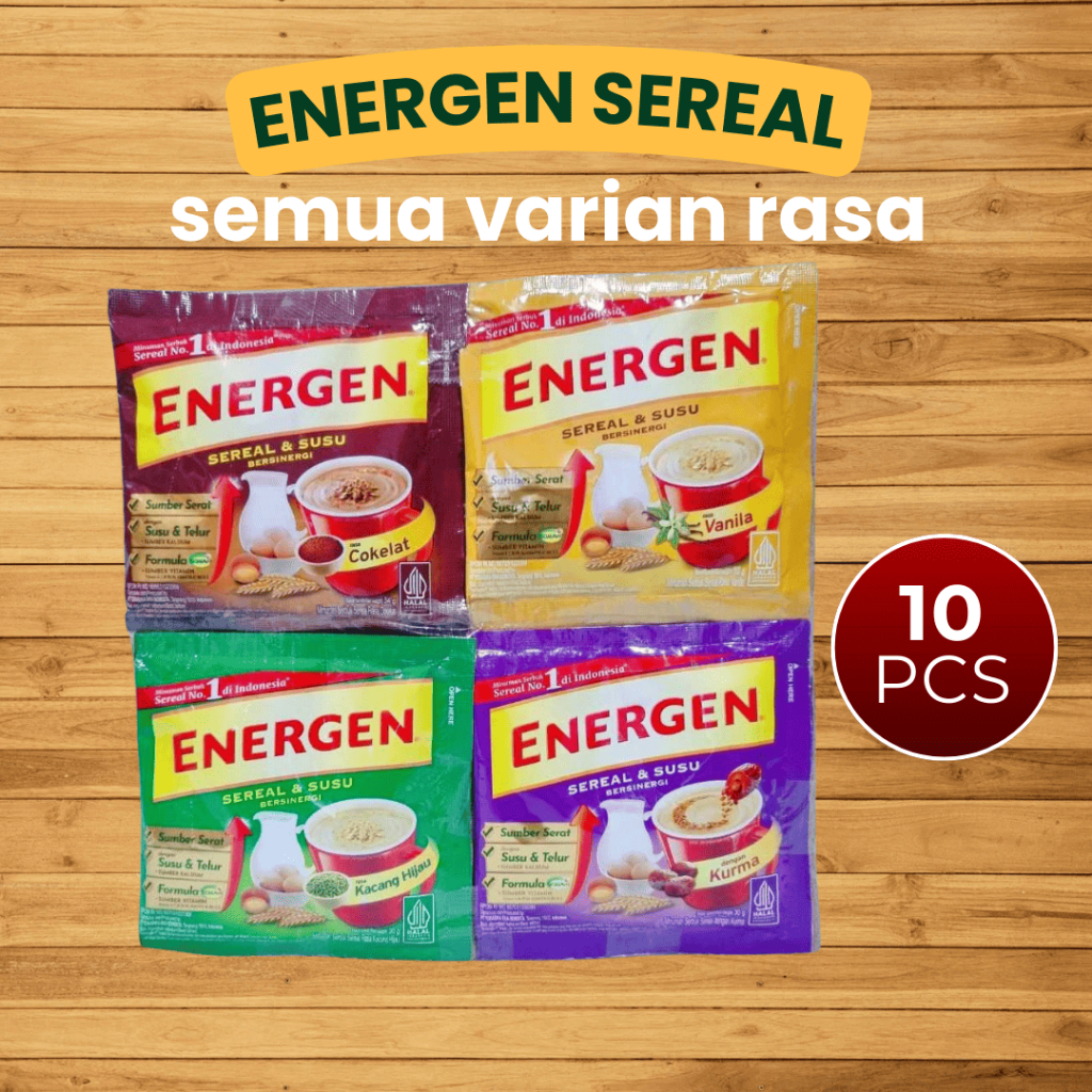 

ENERGEN SEREAL Semua Varian Rasa COKELAT VANILA KACANG HIJAU JAHE Renceng isi 10 Sachet