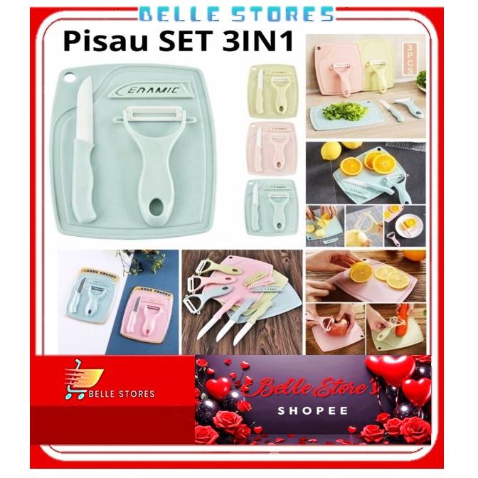 Pisau Talenan Peleer Dapur Set Stainless 3 in1
