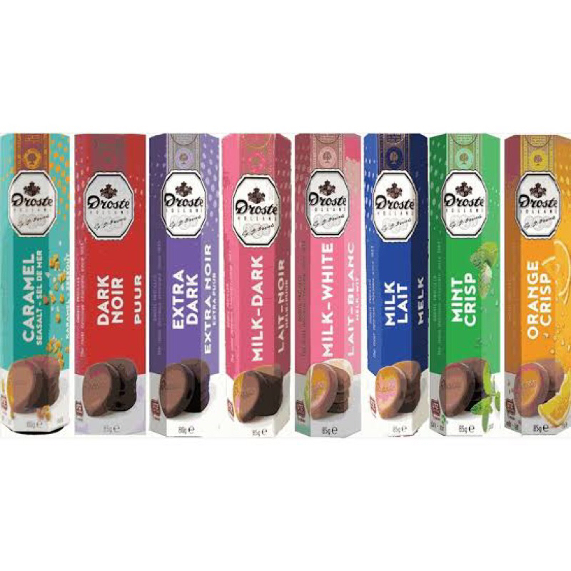 

Droste Chocolate Dark mint / Noir / Extra Dark / Milk / Caramel Seasalt / Orange