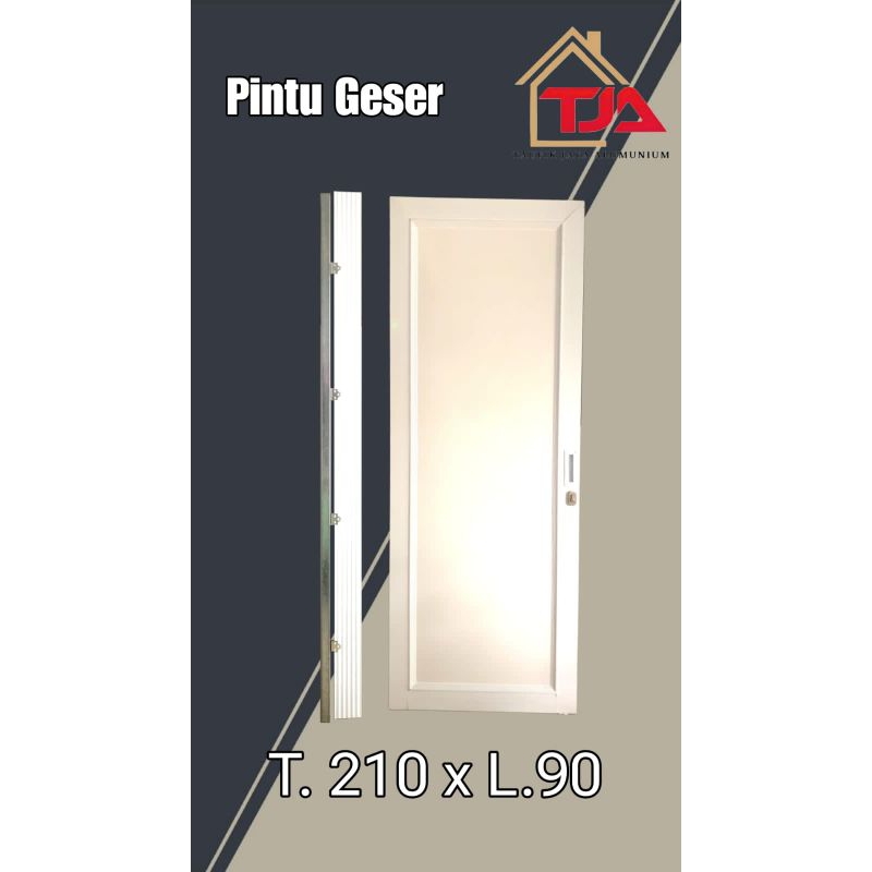 Pintu Geser Aluminium 210x90cm|Pintu Sliding Aluminium|Pintu Kamar Model Geser|Pintu Aluminium Model