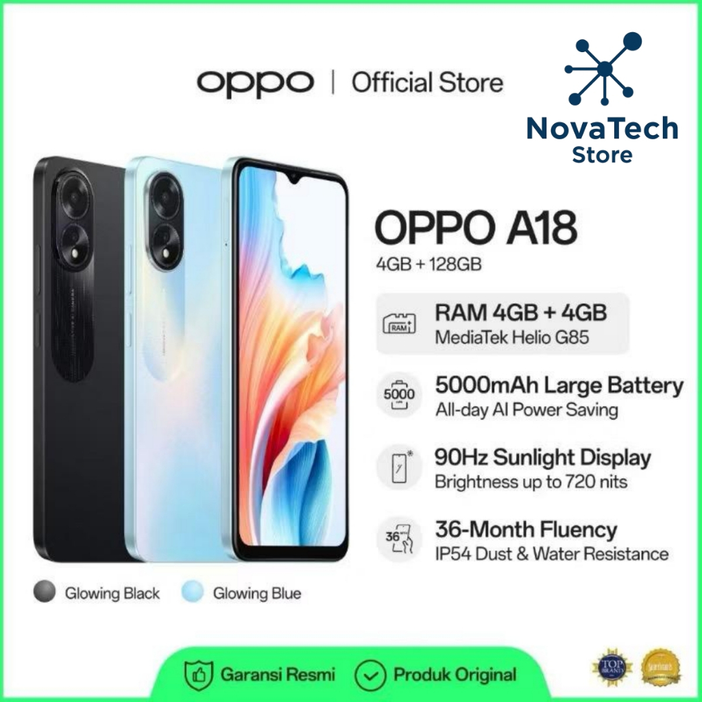 HP OPPO A18 6/128 GB - OPPO A 18 RAM 6GB ROM 128GB GARANSI RESMI