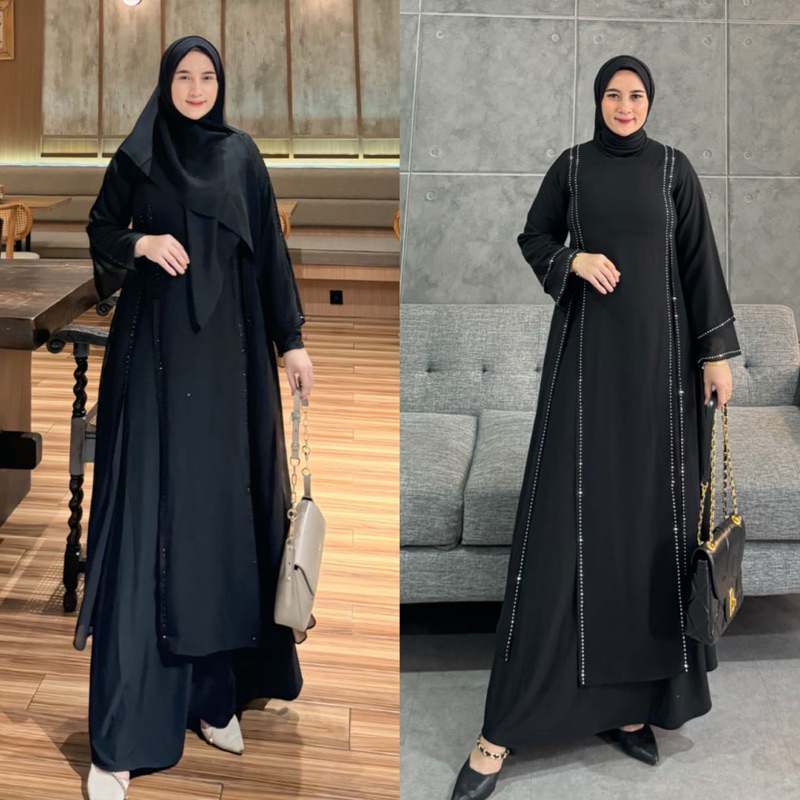 MF Store - COD - Gamis Abaya Turki Hitam Mewah Elegan Kombinasi Payet