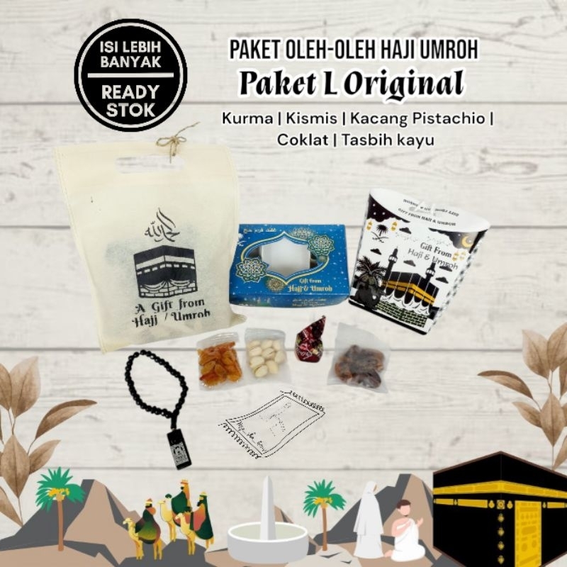 

Paket L Original oleh oleh haji umroh kurma kismis pistachio coklat tasbih