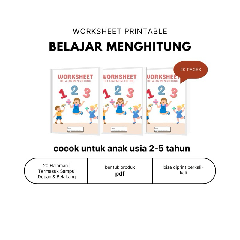Printable Worksheet Perhitungan Untuk Anak Usia 2-5 Tahun Part 1