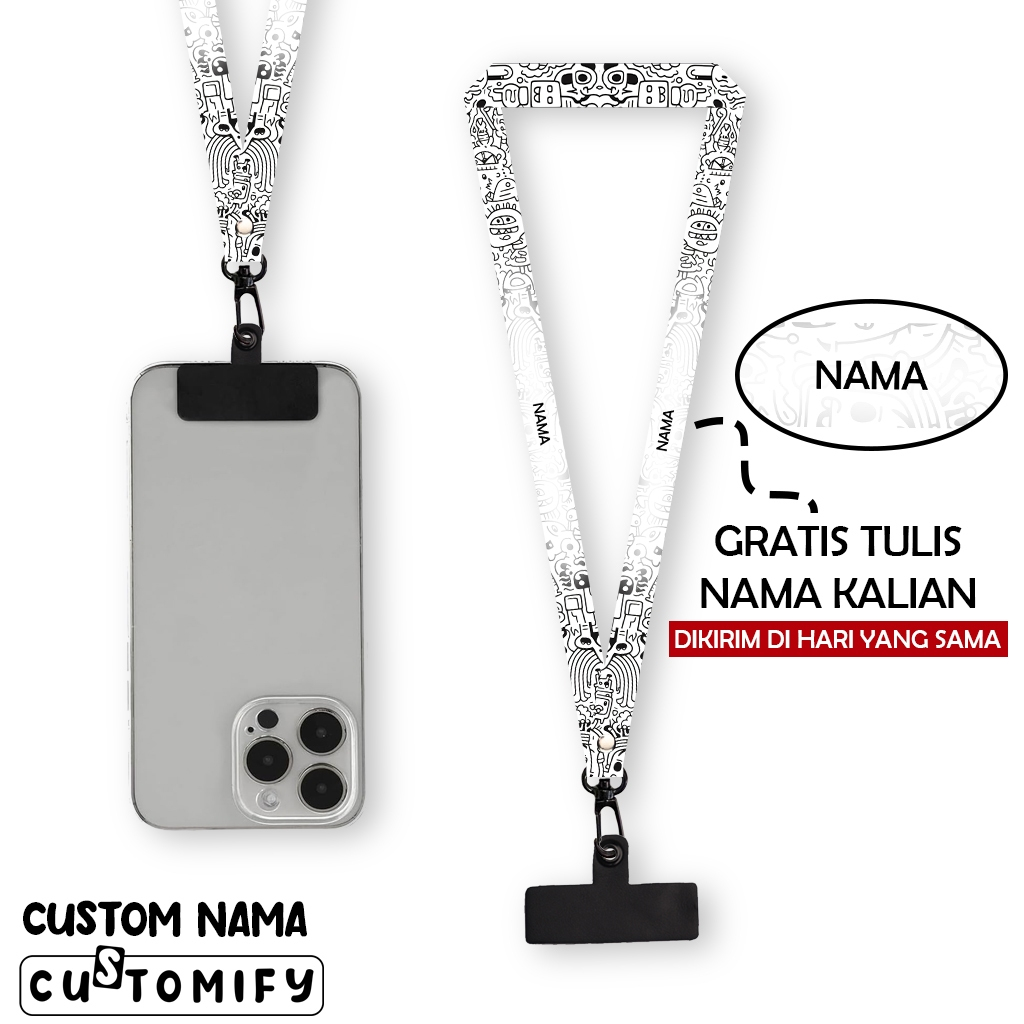

[SATUAN] Lanyard Custom Nama - Tali Gantungan Id Card - Tali Nametag - Bisa Tambah Nama - Design 48