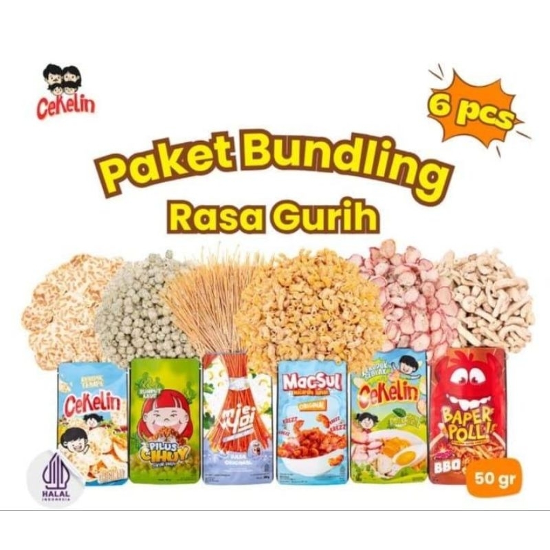 

CEKELIN cemilan paket bundling rasa gurih 6pcs