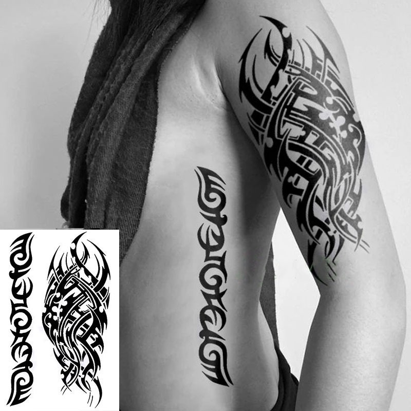 Tatto Temporary lengan J-524 TRIBAL ukuran 21x15cm hight Quality Tato Basic tahan 2-4 hari