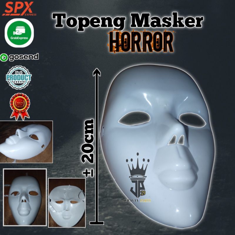(Bahan Berkualitas)Topeng Masker putih, Topeng Wajah,Topeng Hantu horror, Topeng plastik crown