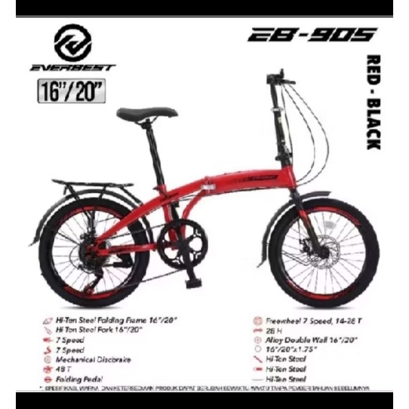 Terlaris Sepeda Lipat Ukuran 20Inch Everbest 905 7Speed