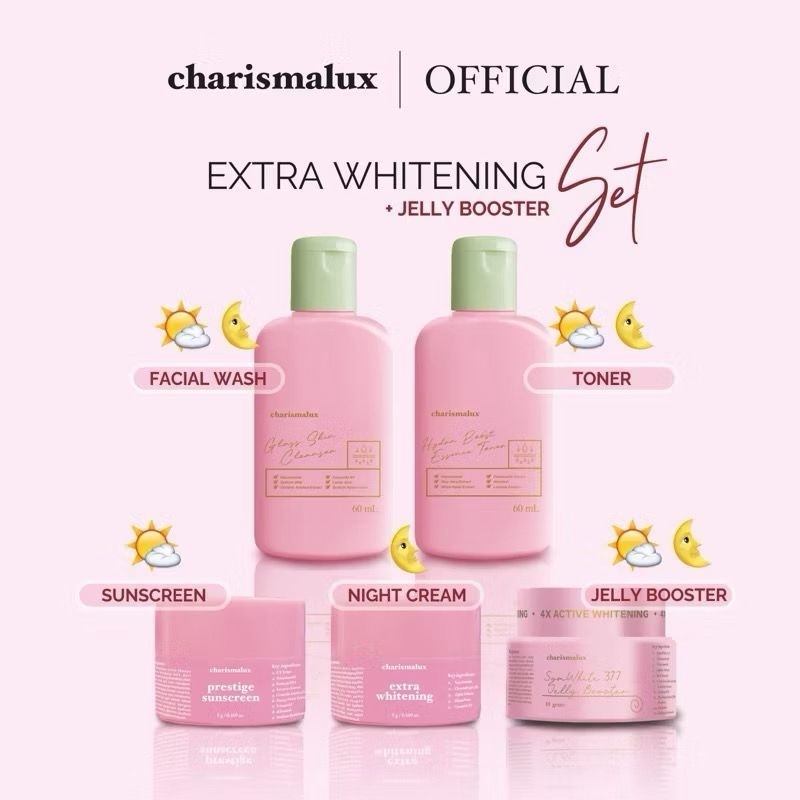 CHARISMALUX  PAKET WHITENING SUPER  - Paket Pemutih Wajah - Whitening Night Cream - Cream Pemutih Wa