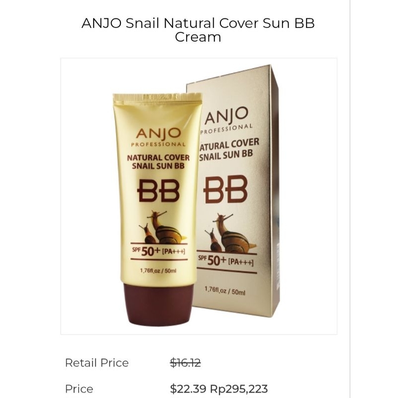 ANJO SNAIL BB CREAM SPF 50 PA+++
