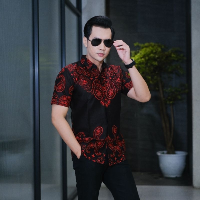 BATIK BOLO DEWO Motif Rantai Hem Atasan Kemeja Baju Batik Pria