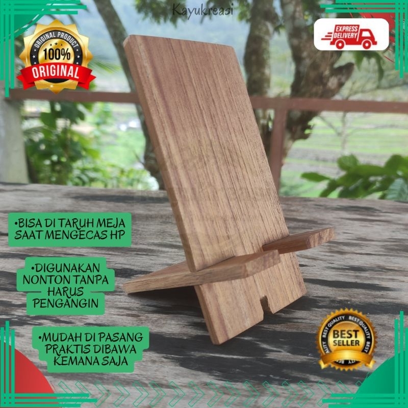 stand holder hp dudukan handphone standing kayu solid jati Belanda