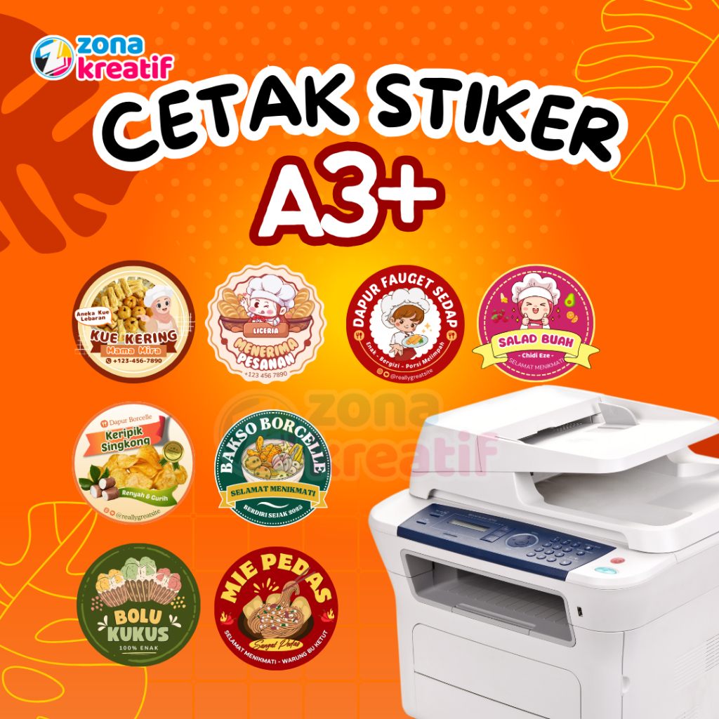 

CETAK STIKER LABEL BAHAN CROMO A3+ (CETAK + CUTTING)