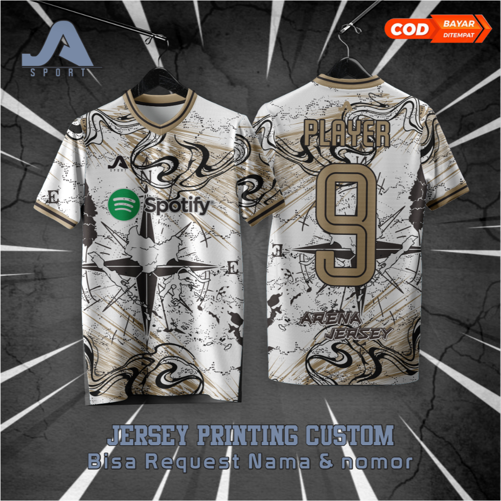 Arena Jersey Futsal Baju Bola Printing Custom Gratis Request Nama Nomor Punggung