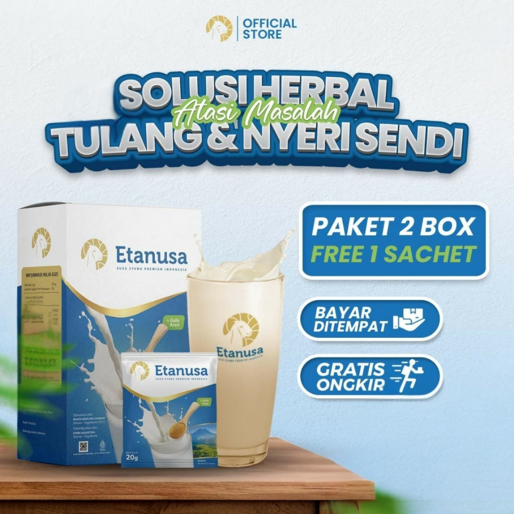 

ETANUSA Paket 2 Box Free 1 Sachet Susu Kambing Bubuk Premium Rasa Gula Aren Mudah Dicerna