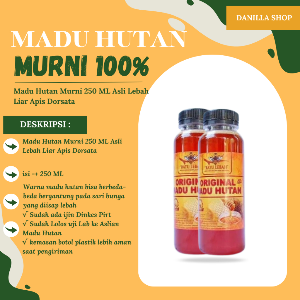 

Madu Hutan Murni 250 ML Asli Lebah Liar Apis Dorsata Premium